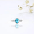 Natural Blue Paraiba Apatite Oval Halo Ring by Fine Color Jewels