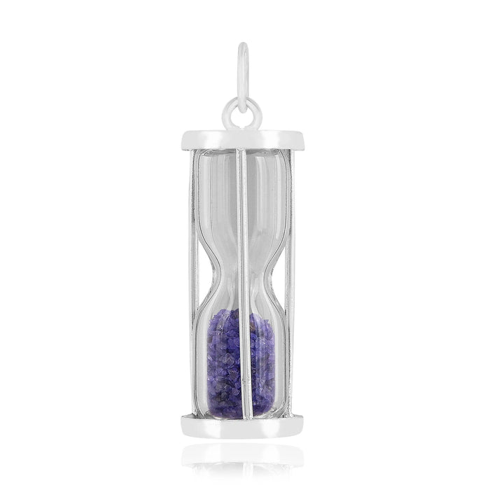 Natural Blue Sapphire Hourglass Pendant Necklace by Fine Color Jewels