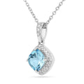 Natural Blue Topaz Cushion Pendant Necklace by Fine Color Jewels