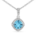 Natural Blue Topaz Cushion Pendant Necklace by Fine Color Jewels