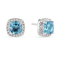Natural Blue Topaz Cushion Stud Earrings by Fine Color Jewels