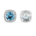 Natural Blue Topaz Cushion Stud Earrings by Fine Color Jewels