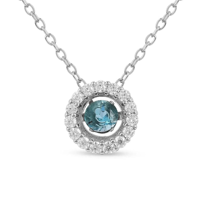 Natural Blue Topaz Dancing Stone Necklace by Fine Color Jewels