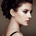 Natural Blue Topaz Halo Stud Earrings by Fine Color Jewels