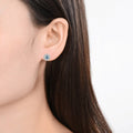 Natural Blue Topaz Halo Stud Earrings by Fine Color Jewels