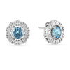 Natural Blue Topaz Halo Stud Earrings