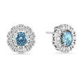Natural Blue Topaz Halo Stud Earrings by Fine Color Jewels