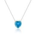 Natural Blue Topaz Heart Pendant Necklace by Fine Color Jewels