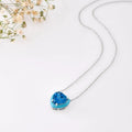 Natural Blue Topaz Heart Pendant Necklace by Fine Color Jewels