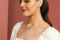 Natural Blue Topaz Heart Pendant Necklace by Fine Color Jewels