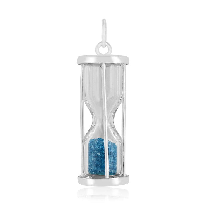 Natural Blue Topaz Hourglass Pendant Necklace by Fine Color Jewels