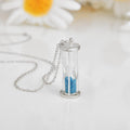 Natural Blue Topaz Hourglass Pendant Necklace by Fine Color Jewels