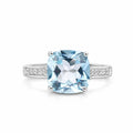 Natural Blue Topaz Solitaire Pave Ring by Fine Color Jewels