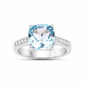 Natural Blue Topaz Solitaire Pave Ring by Fine Color Jewels