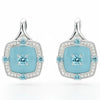 Natural Blue Topaz Sterling Silver Halo Earrings