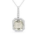 Natural Briolette Cut Green Amethyst Pendant Necklace by Fine Color Jewels