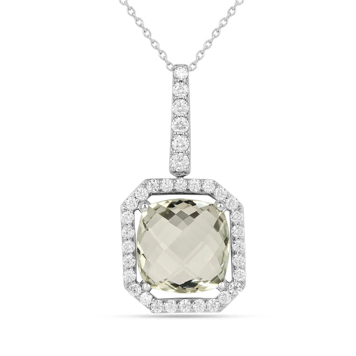 Natural Briolette Cut Green Amethyst Pendant Necklace by Fine Color Jewels