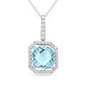 Natural Briolette Cut Sky Blue Topaz Pendant Necklace by Fine Color Jewels