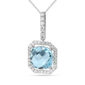 Natural Briolette Cut Sky Blue Topaz Pendant Necklace by Fine Color Jewels