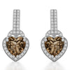 Natural Brown Quartz Heart Sterling Silver Earrings