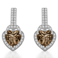 Natural Brown Quartz Heart Sterling Silver Earrings by Fine Color Jewels