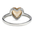 Natural Brown Quartz Sterling Silver Heart Halo Ring by Fine Color Jewels