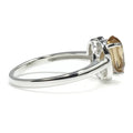 Natural Brown Quartz Sterling Silver Heart Halo Ring by Fine Color Jewels