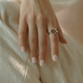 Natural Brown Quartz Sterling Silver Heart Halo Ring by Fine Color Jewels