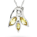 Natural Citrine 3 Stone Floral Silver Necklace by Fine Color Jewels