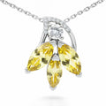 Natural Citrine 3 Stone Floral Silver Necklace by Fine Color Jewels