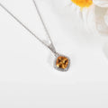 Natural Citrine Cushion Halo Pendant Necklace by Fine Color Jewels