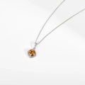 Natural Citrine Cushion Halo Pendant Necklace by Fine Color Jewels