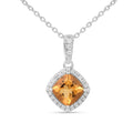 Natural Citrine Cushion Halo Pendant Necklace by Fine Color Jewels