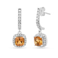 Natural Citrine Dangle Drop Halo Earrings by Fine Color Jewels