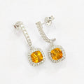 Natural Citrine Dangle Drop Halo Earrings by Fine Color Jewels