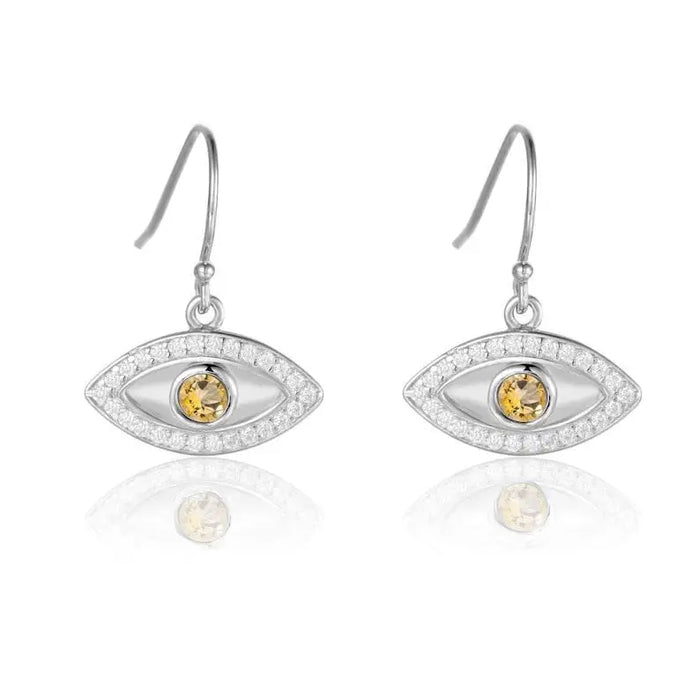 Natural Citrine Evil Eye Earrings by Fine Color Jewels
