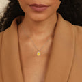 Natural Citrine Halo Pendant Necklace by Fine Color Jewels