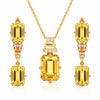 Natural Citrine Octagon Silver Drop Jewelry Set