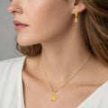 Natural Citrine Octagon Silver Drop Jewelry Set by Fine Color Jewels