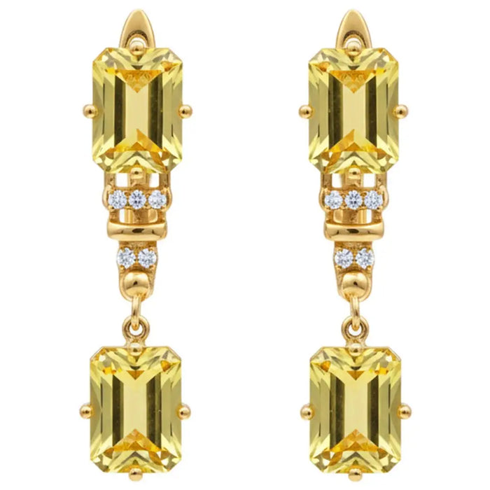 Natural Citrine Sterling Silver Drop Earrings by Fine Color Jewels