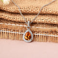 Natural Citrine Teardrop Pendant Necklace by Fine Color Jewels