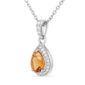 Natural Citrine Teardrop Pendant Necklace by Fine Color Jewels