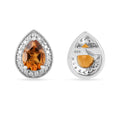 Natural Citrine Teardrop Stud Earrings by Fine Color Jewels