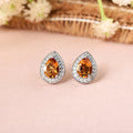 Natural Citrine Teardrop Stud Earrings by Fine Color Jewels