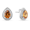 Natural Citrine Teardrop Stud Earrings by Fine Color Jewels