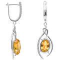Natural Citrine & White Topaz Sterling Silver Earrings by Fine Color Jewels