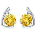 Natural Citrine & White Topaz Sterling Silver Earrings by Fine Color Jewels