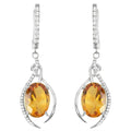 Natural Citrine & White Topaz Sterling Silver Earrings by Fine Color Jewels