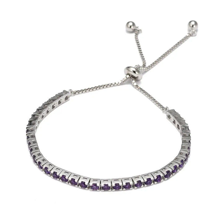 Natural Dark Amethyst Tennis Bolo Bracelet by Fine Color Jewels
