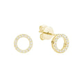 Natural Diamond 10k Gold Circle Stud Earrings by Fine Color Jewels